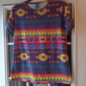 Colorful Geometric Short Sleeve Tee Women's Size Small